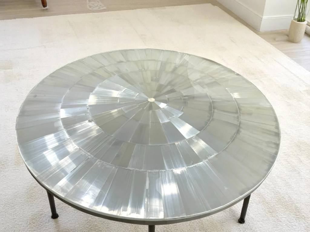 Selenite Coffee Table - Mosaic Sun Burst Pattern 